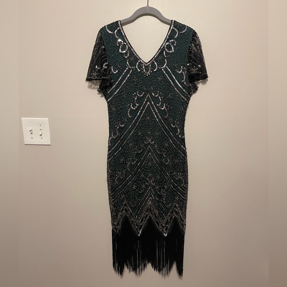 Fundaisy Emerald Green Flapper Dress